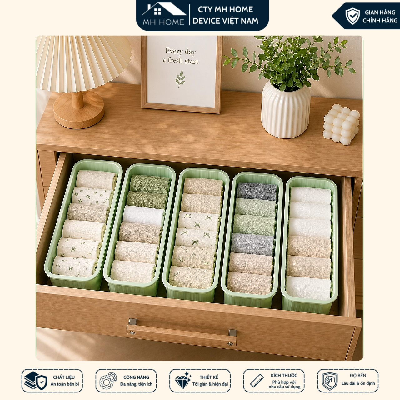 Combo 5 Hộp Nhựa Đựng Đồ 5 Ngăn Phong Cách Pastel Hàn Quốc Siêu Xinh Đa Năng Giúp Sắp Xếp Gọn Gàng Mọi Không Gian